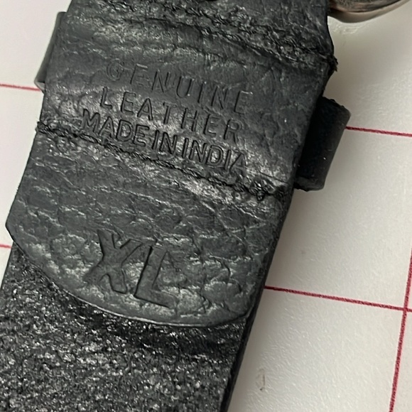 CALVIN KLEIN Moto Rhinestone Brass & Silver Stud/Buckle Black Leather Belt SZ XL - Picture 5 of 11